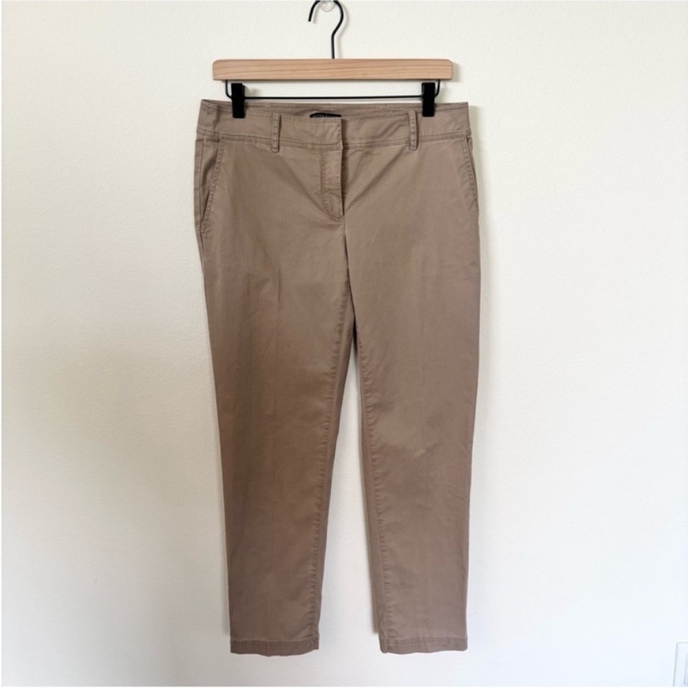 Eileen Fisher Pants Slim Chino Ankle Cropped Trousers Tencel Beige Brown Size 4 - Picture 2 of 7